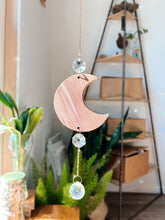 Pink Crescent Moon Crystal Suncatcher