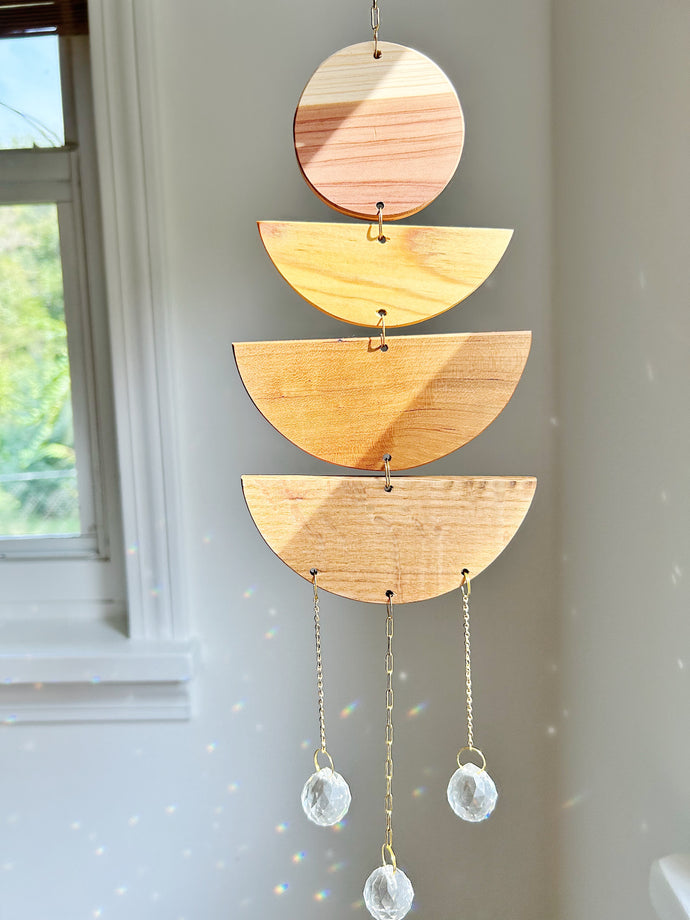 Modern Wood Triple Suncatcher no.002