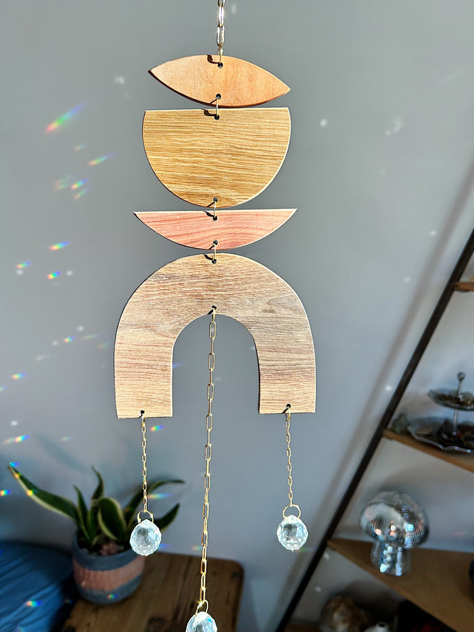 Modern Wood Triple Suncatcher no.005