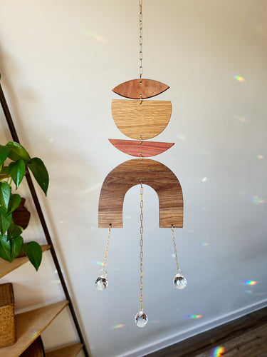 Modern Wood Triple Suncatcher no.005