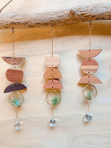 Mini 3pc Shapes Air Plant Hanger + Crystal Prism Suncatcher