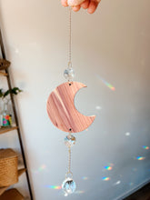 Pink Crescent Moon Crystal Suncatcher
